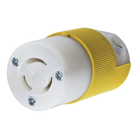 HUBBELL WIRING DEVICE-KELLEMS Locking Devices, Twist-Lock®, Industrial, Female Connector Body, 10A 250V/15A 125V, 3-Pole 3-Wire Non Grounding, Non-NEMA, Screw Terminal, Yellow HBL7565CY